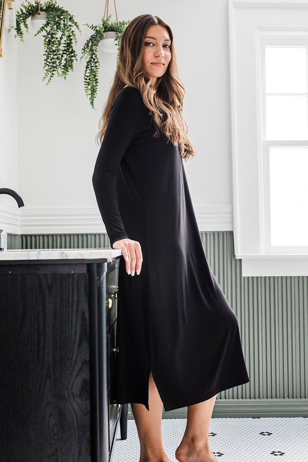 Neesha Scoop Neck Long Sleeve Nightgown