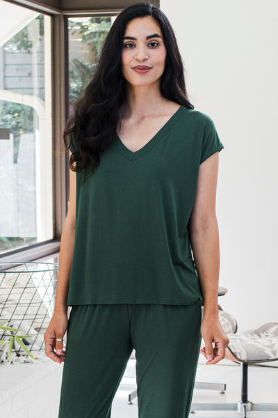 Dakota V-Neck Cap Sleeve Bamboo Top