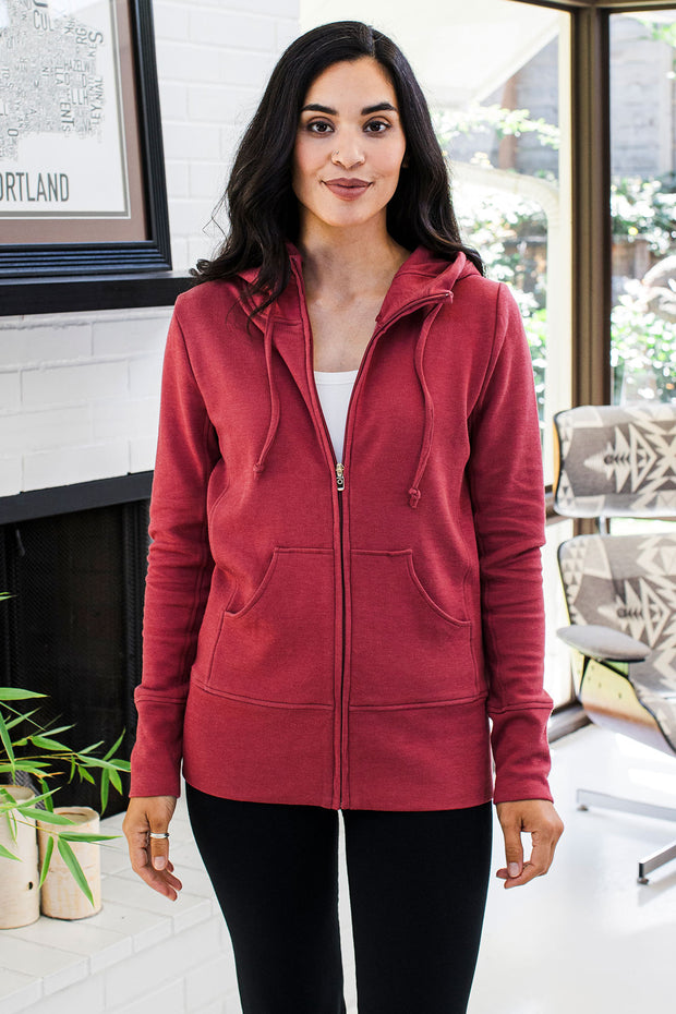 Scarlet Zip-Up Bamboo & Organic Cotton Sweatshirt Hooded Jacket