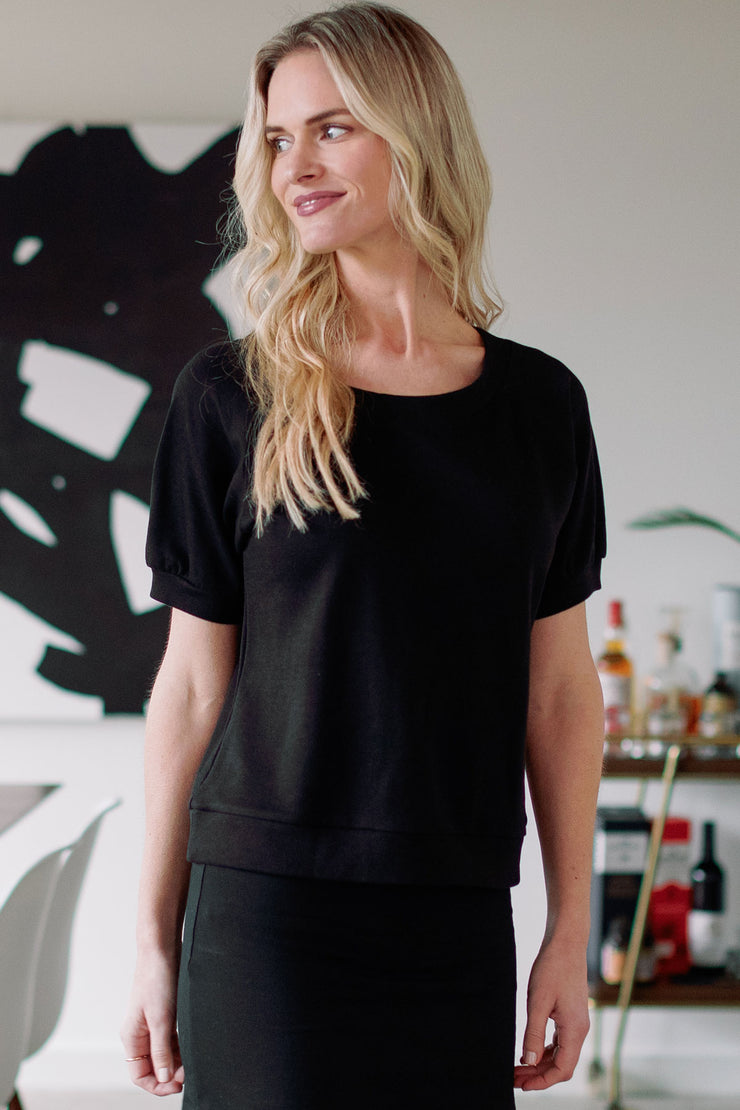 Berkeley Puff Short Sleeve Bamboo & Organic Cotton Raglan Sweatshirt Top