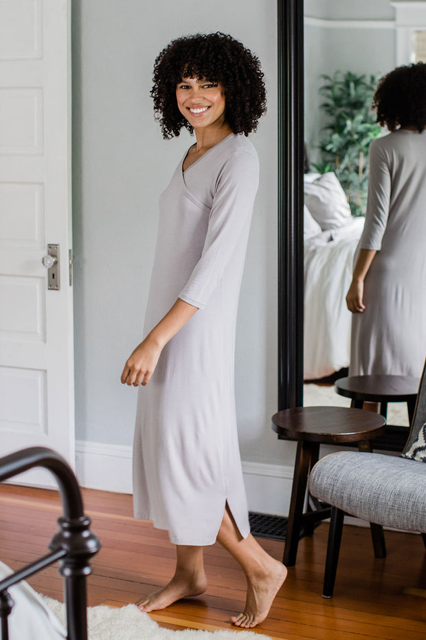 Haley Crossover Front 3/4 Sleeve Bamboo Nightgown