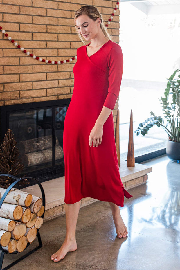 Haley Crossover Front 3/4 Sleeve Bamboo Nightgown