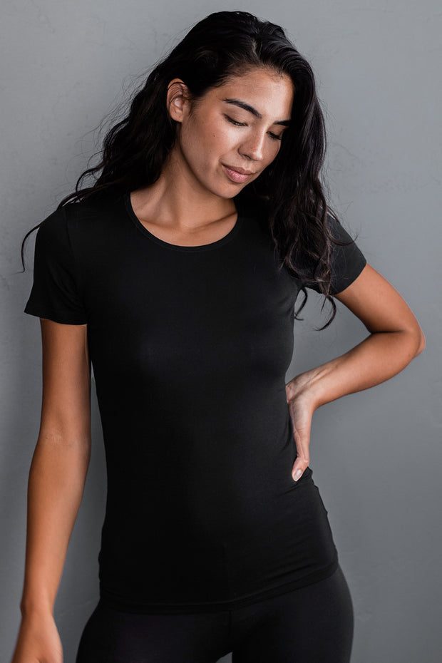 Nicole Short Sleeve Fitted Bamboo Tee Shirt