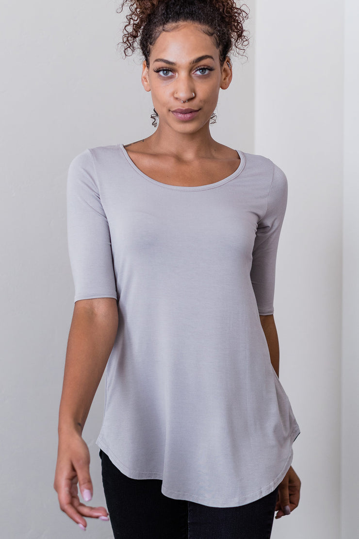 Sandy Relaxed Fit Scoop Neck Short Sleeve Bamboo Top