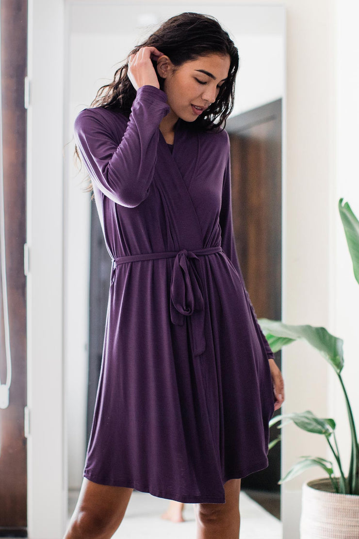 Serenity Long Sleeve Short Belted Bamboo Robe